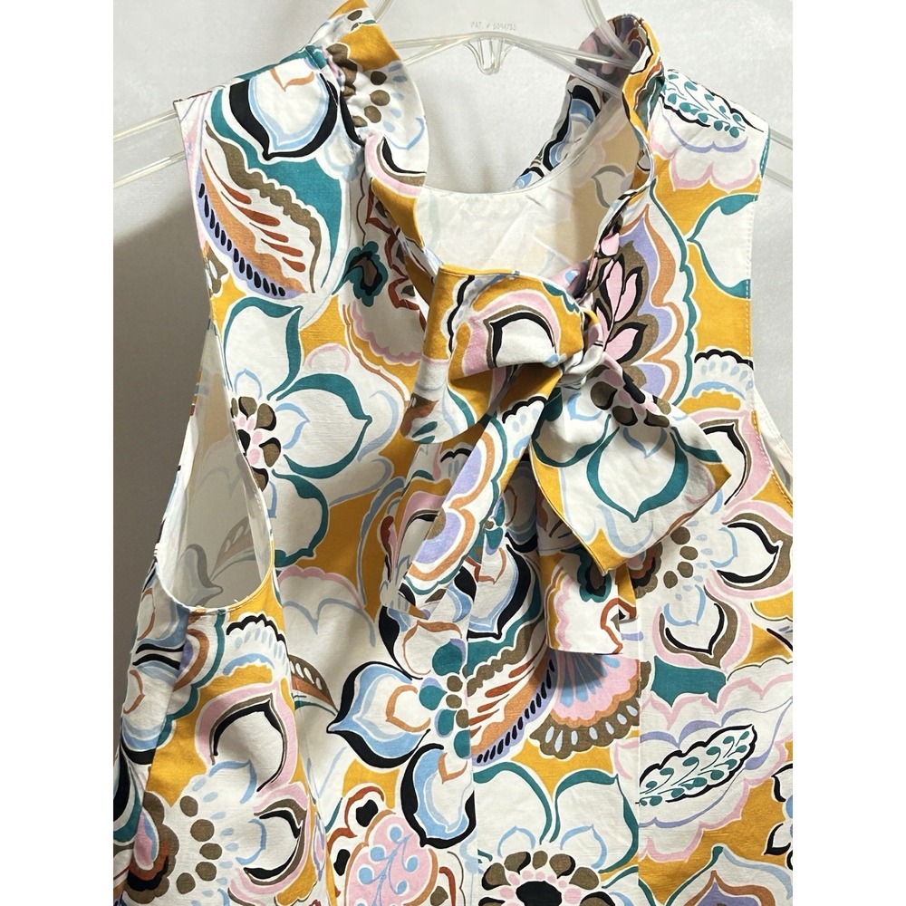 Tyler Boe Womens Medium Stella Mecho Floral Ruffle Neck Back Bow Floral Tank Top - Picture 14 of 16